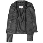 Womens Leather Standing Collar Jacket Becky Black