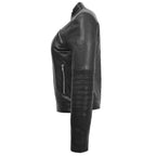Womens Leather Classic Biker Style Jacket Alice Black
