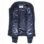 Mens Real Goat Suede Bomber Jacket MA-1 Varsity Design Ryan Navy Blue