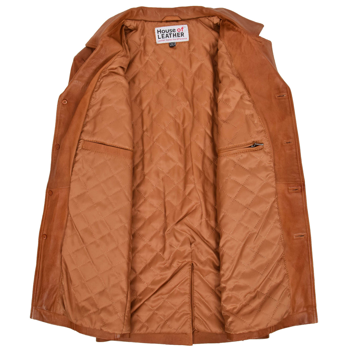 Mens Leather Classic Reefer Jacket Thrill Tan