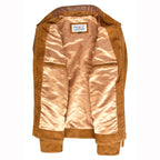Mens Real Goat Suede Jacket Classic Zip Box Style Larry Cognac