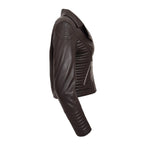 Womens Soft Leather Cross Zip Biker Jacket Anna Brown