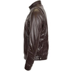 Men's Standing Collar Leather Jacket Tony Brown