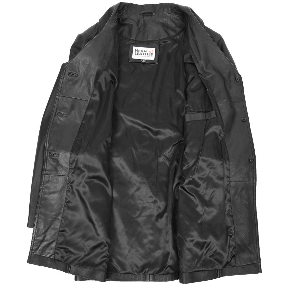 Womens Leather Trench Coat with Belt Shania Black