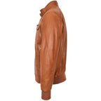 Mens Leather Bomber Flight Jacket Tom Tan