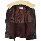 Mens Leather Jacket with Detachable Collar Pilot-N Brown