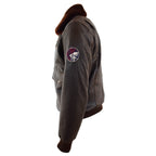 Mens Real Leather G-1 Bomber Jacket Airforce Badges Finch Brown