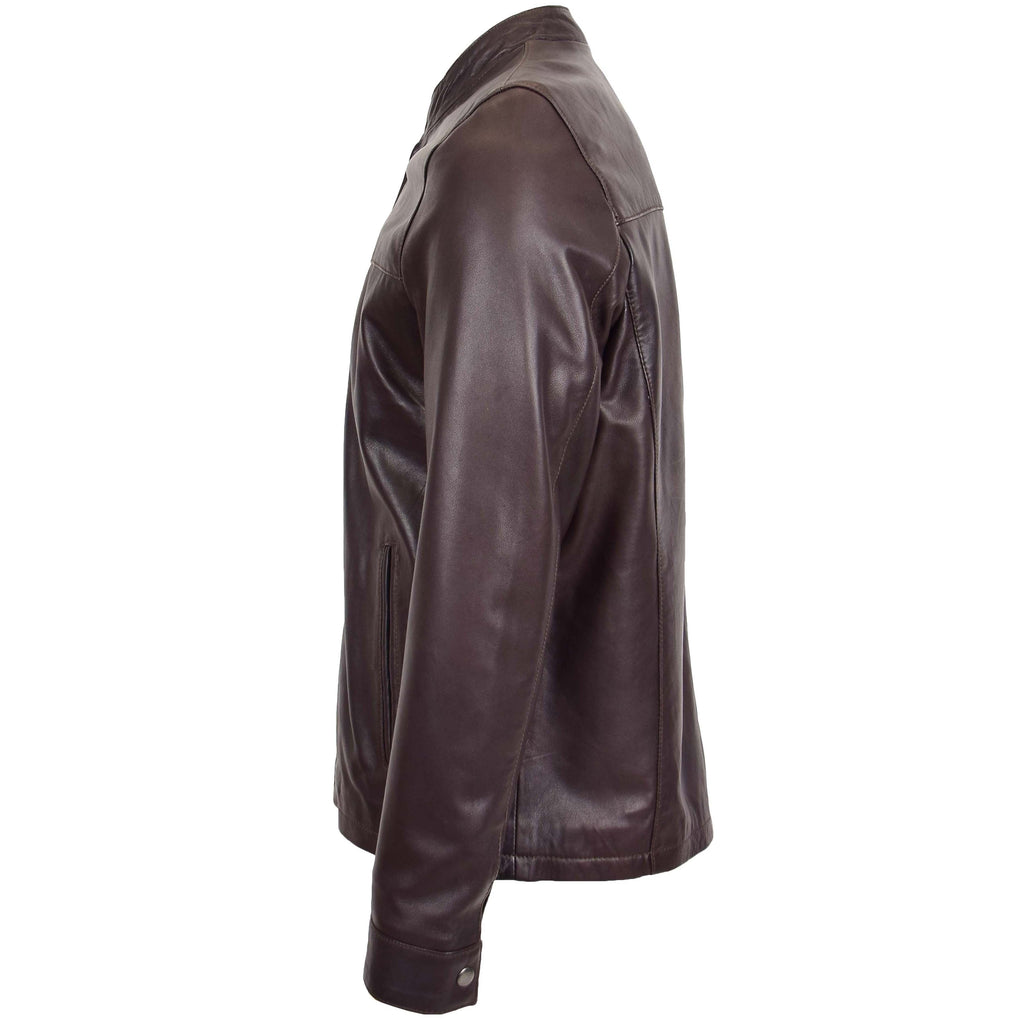 Mens Leather Standing Collar Jacket Paul Brown