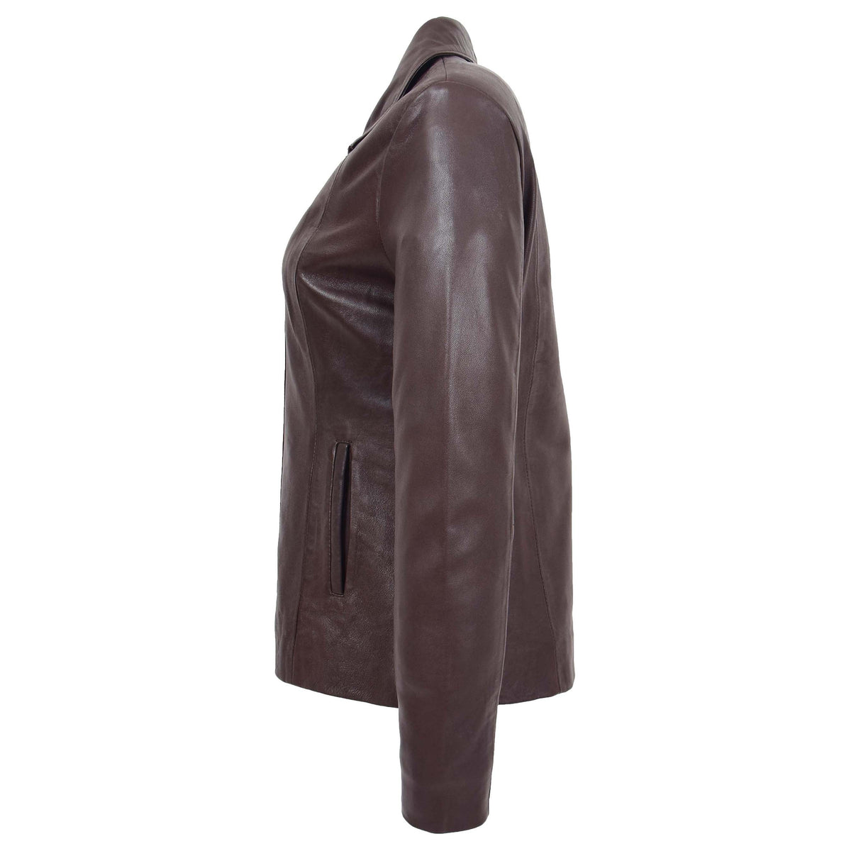 Womens Classic Zip Fastening Leather Jacket Julia Brown