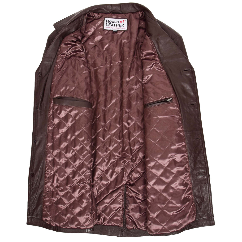 Mens Leather Classic Reefer Jacket Thrill Brown