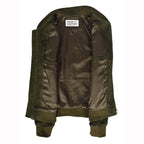 Mens Real Goat Suede Bomber Jacket MA-1 Varsity Design Ryan Olive Green
