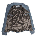 Mens Real Goat Suede Shirt Western Trucker Jacket Oliver Denim Blue