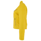 Womens Leather Standing Collar Jacket Becky Yellow