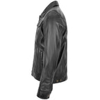 Mens Leather Lee Rider Casual Jacket Terry Black