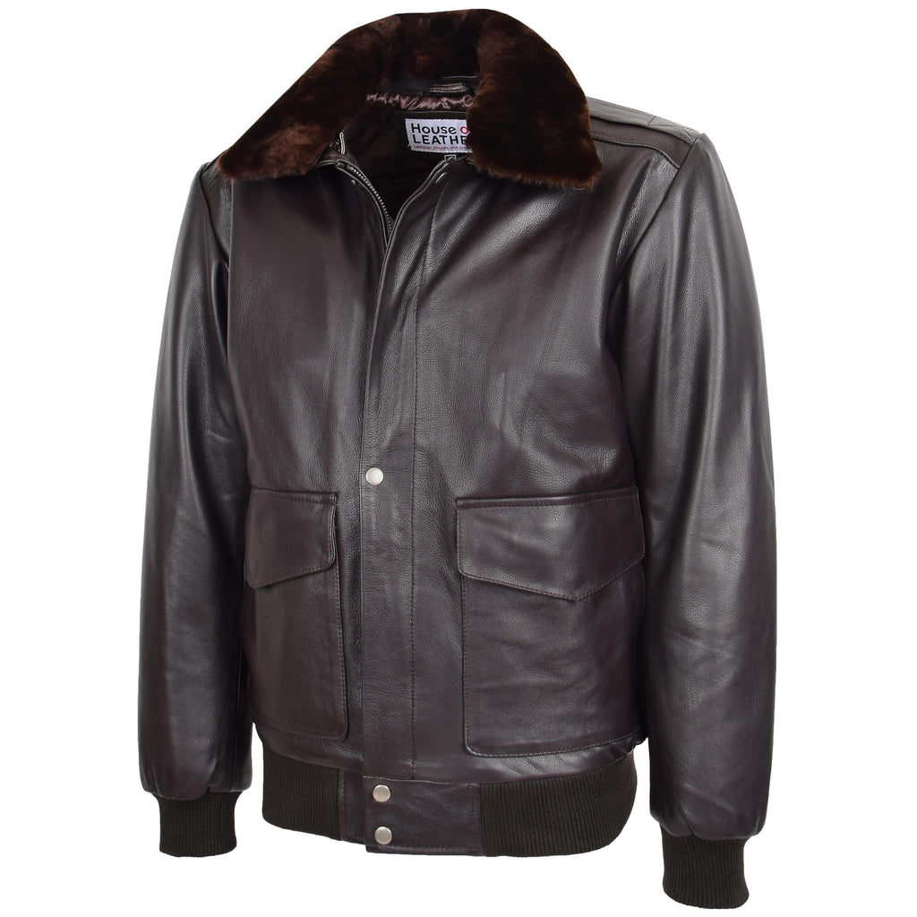 Mens Leather Bomber Jacket G-1 Aviator Style Jarrod Brown