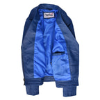 Womens Real Leather Biker Jacket Cross Zip Style Pam Blue