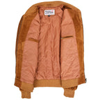 Mens Suede Bomber Varsity Jacket Reg Tan