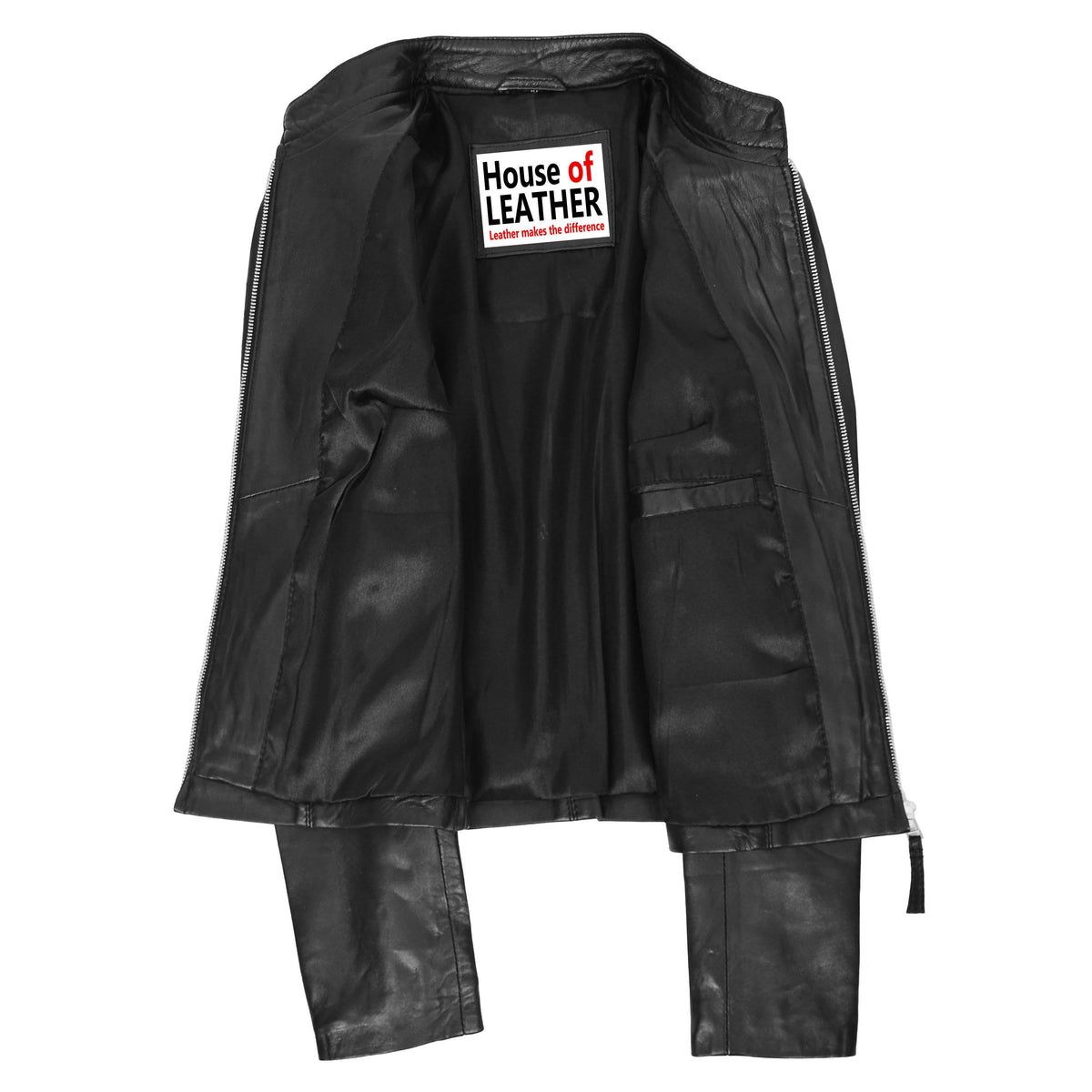 Womens Real Leather Casual Biker Jacket Zoe Black