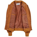 Mens Leather MA-1 Bomber Jacket Ryan Tan