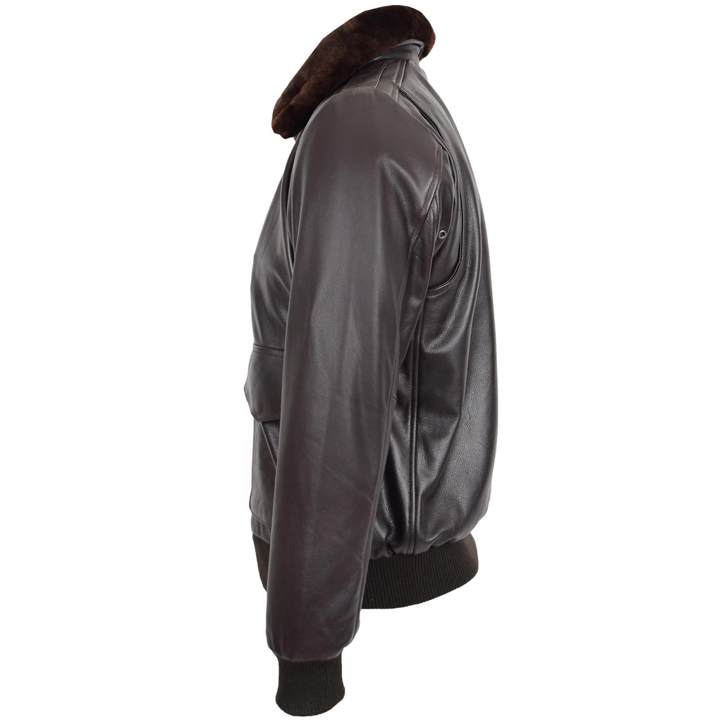Mens Leather Bomber Jacket G-1 Aviator Style Jarrod Brown