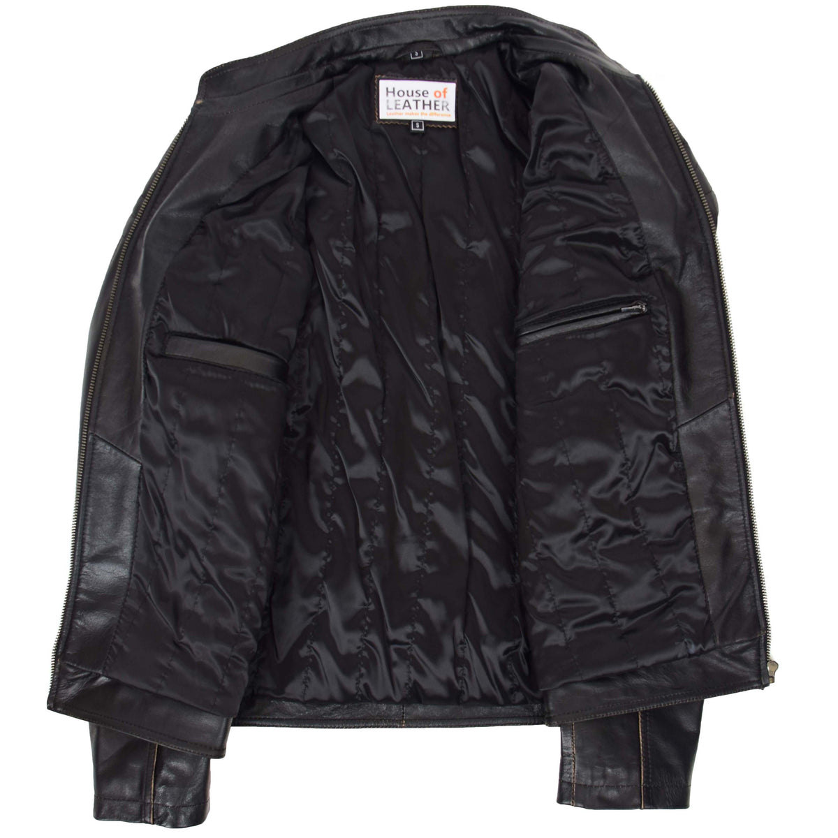 Mens Leather Vintage Biker Jacket Colin Dark Brown