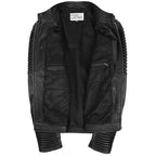 Mens Casual Soft Leather Biker Jacket Nelson Black
