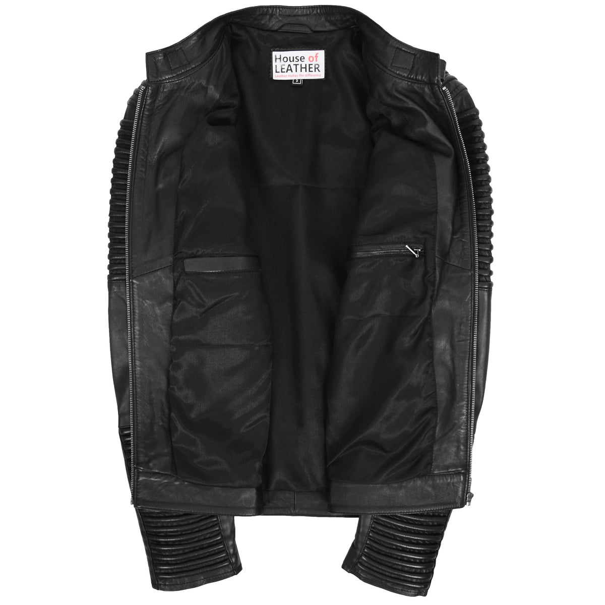 Mens Casual Soft Leather Biker Jacket Nelson Black
