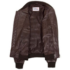 Mens Leather MA-1 Bomber Jacket Ryan Brown