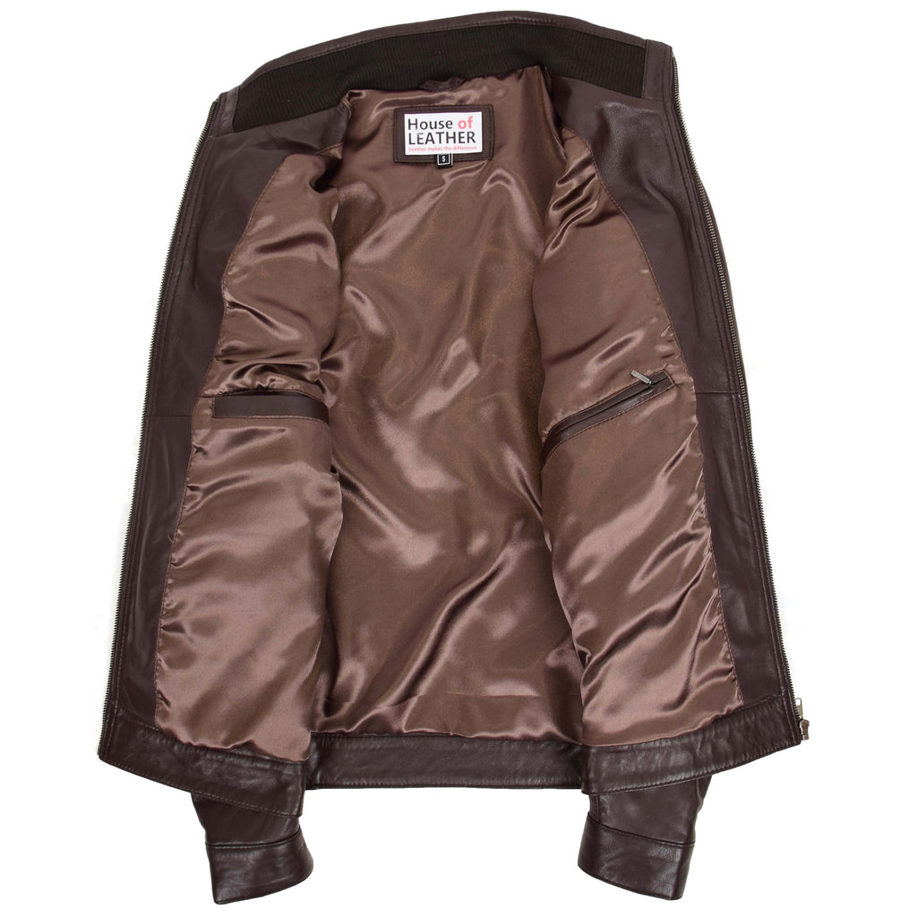 Men's Standing Collar Leather Jacket Tony Brown