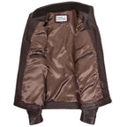 Men's Standing Collar Leather Jacket Tony Brown