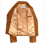 Women's Genuine Goat Suede Biker Jacket Lola Cognac