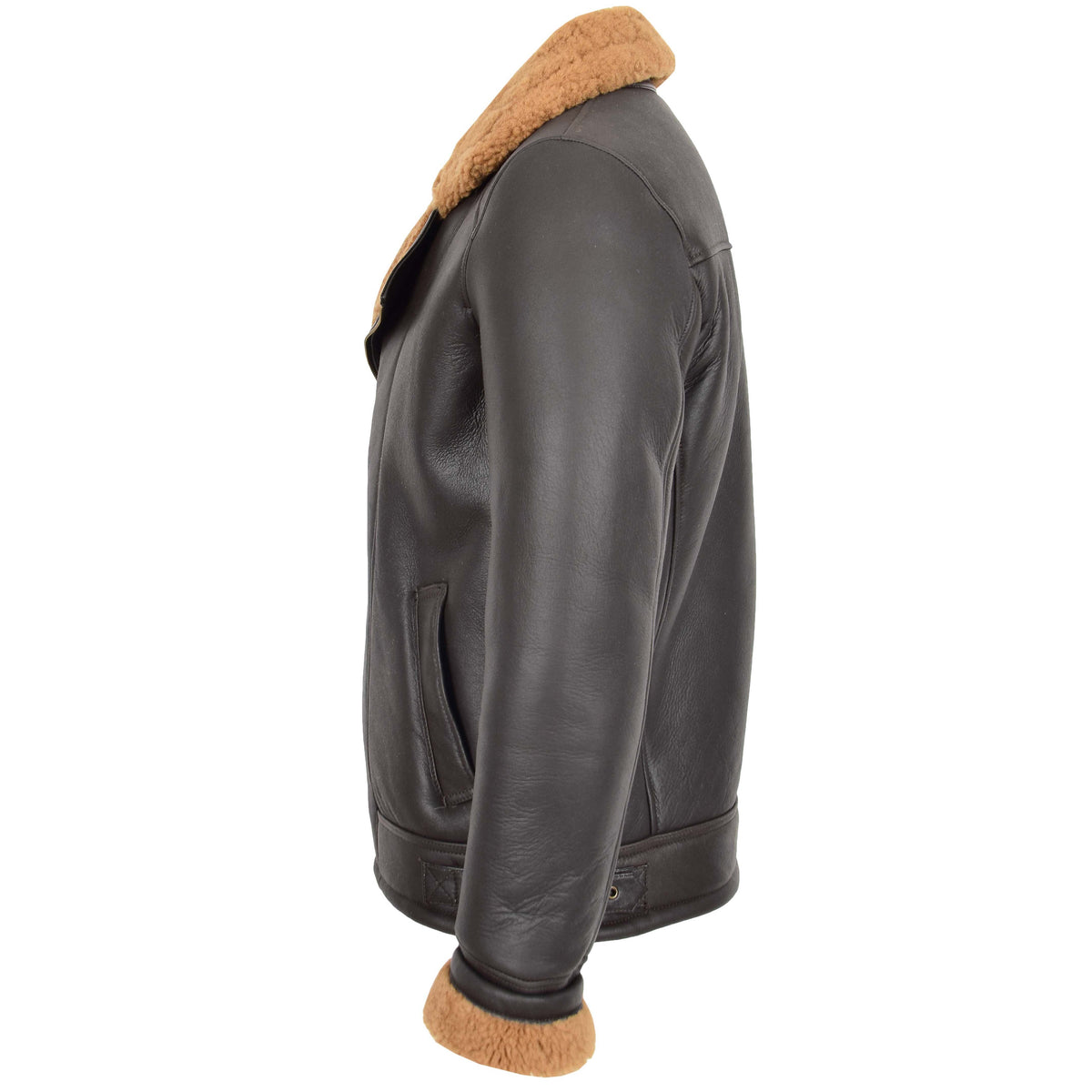 Mens Aviator Sheepskin Pilot Jacket Blen Brown Ginger