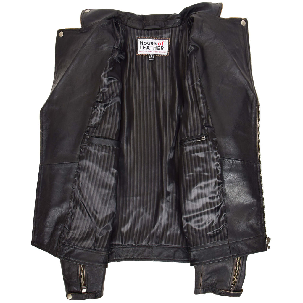 Mens Leather Biker Brando Design Jacket Sean Vintage Black