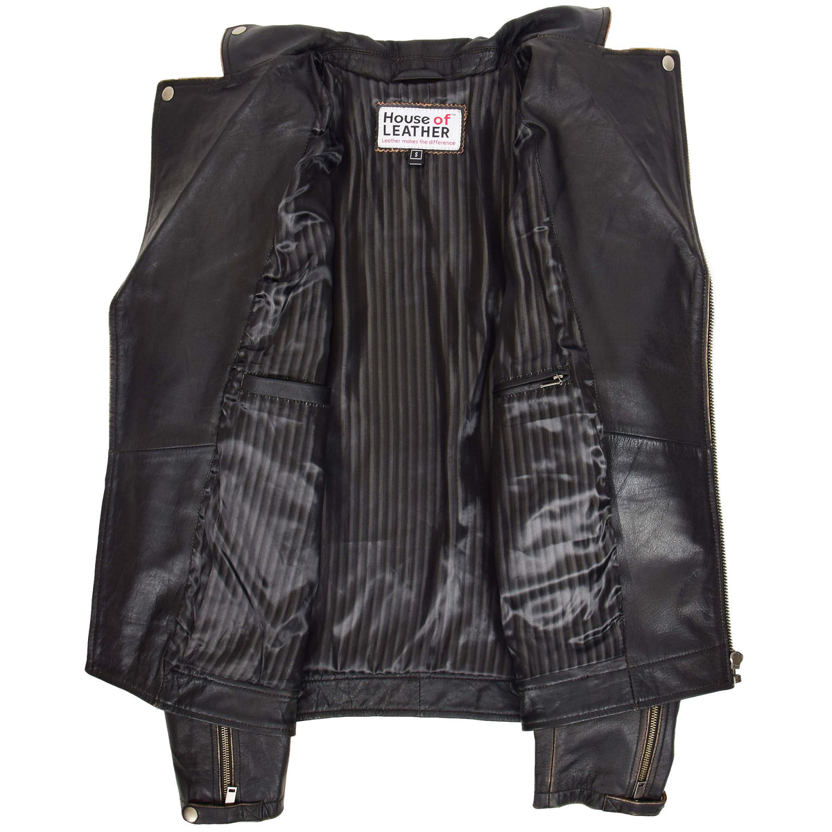Mens Leather Biker Brando Design Jacket Sean Vintage Black