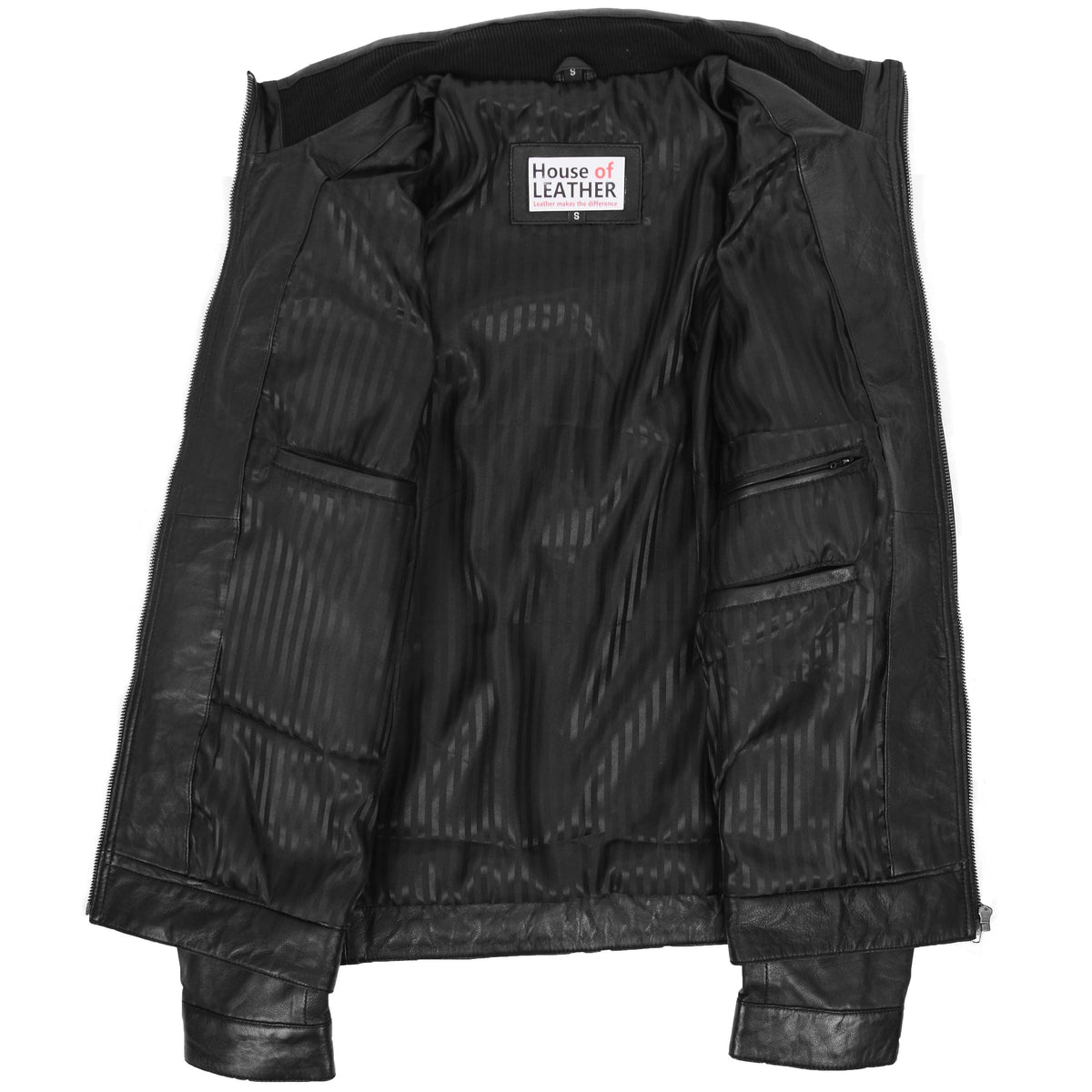 Men's Standing Collar Leather Jacket Tony Black