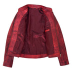 Womens Leather Standing Collar Jacket Becky Burnt Red