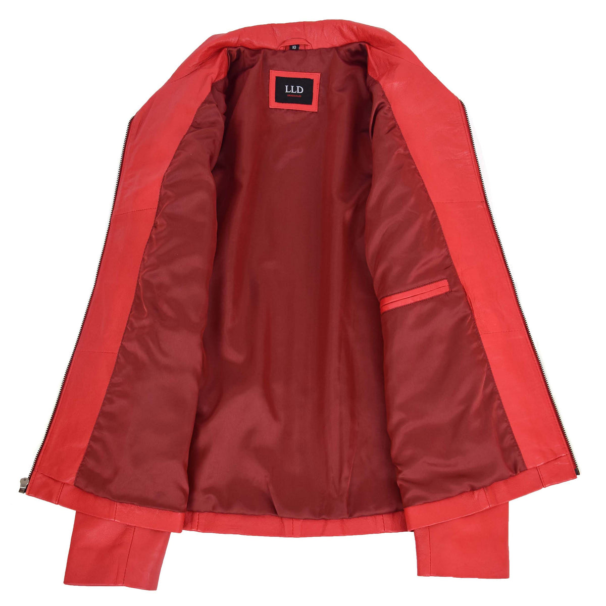 Womens Classic Zip Fastening Leather Jacket Julia Red