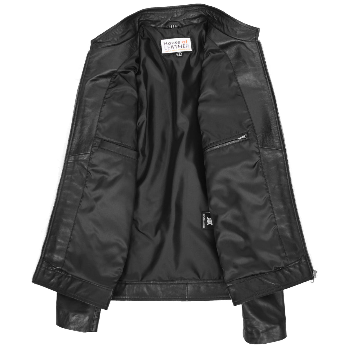 Mens Casual Biker Leather Jacket Jaime Black