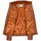Men's Standing Collar Leather Jacket Tony Tan