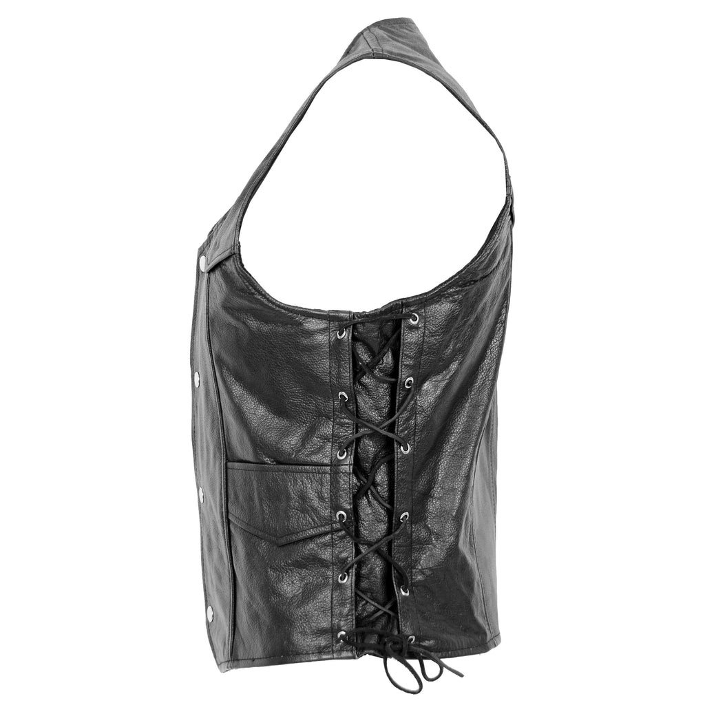 Mens Real Leather Gilet with Side Tassel Feature Jax Black