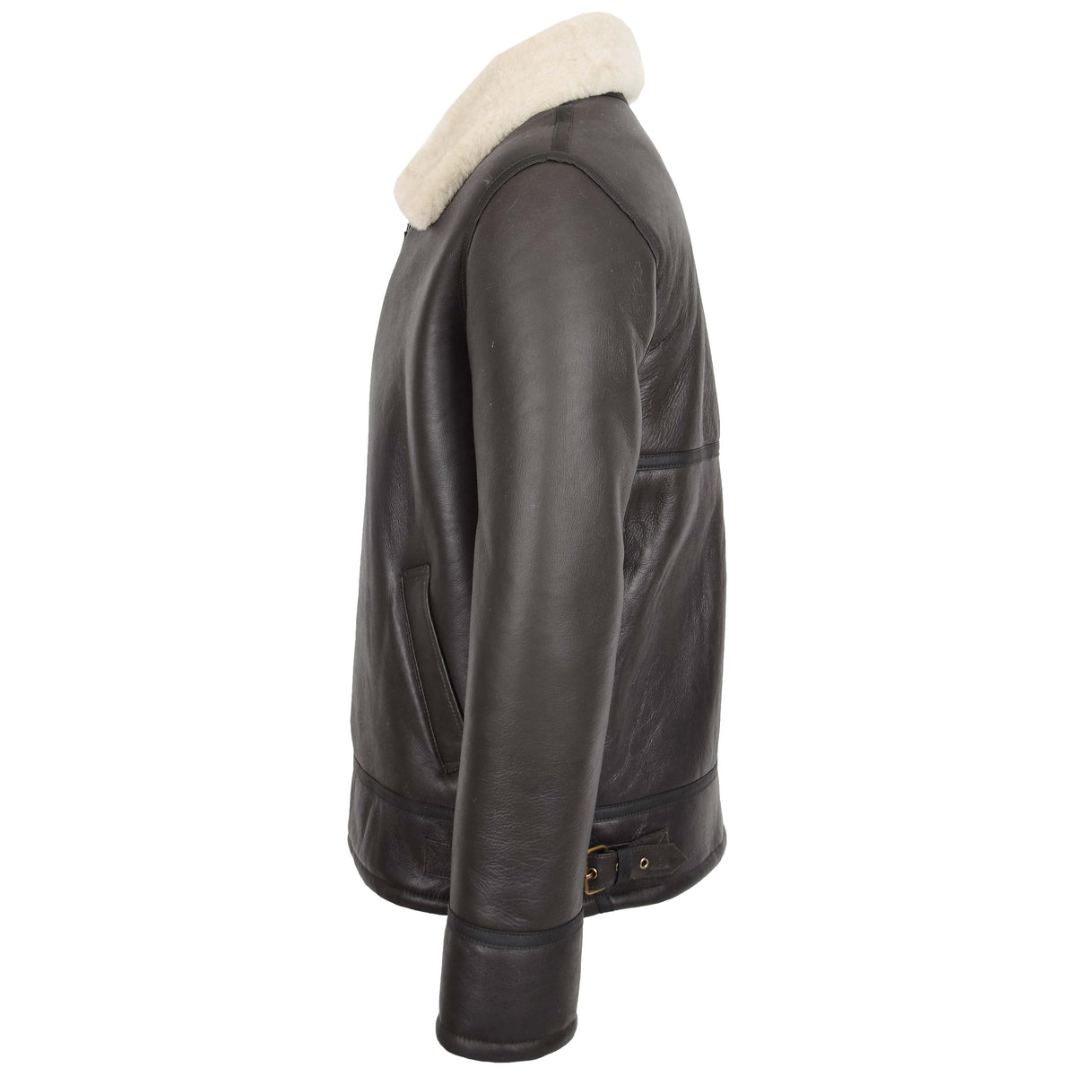 Mens Top Gun Style Sheepskin Jacket Oscar Brown White