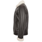 Mens Aviator Sheepskin Pilot Jacket Blen Brown White