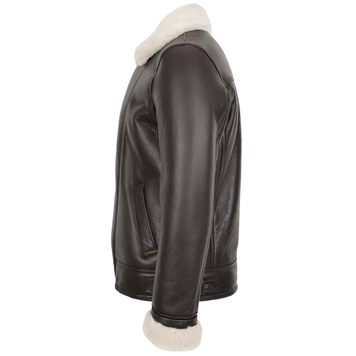 Mens Aviator Sheepskin Pilot Jacket Blen Brown White