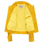 Womens Soft Suede Trucker Style Jacket Alma Yellow