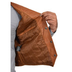 Mens Leather Traditional Waistcoat Petrelli Tan