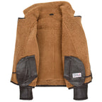 Mens Aviator Sheepskin Pilot Jacket Blen Brown Ginger
