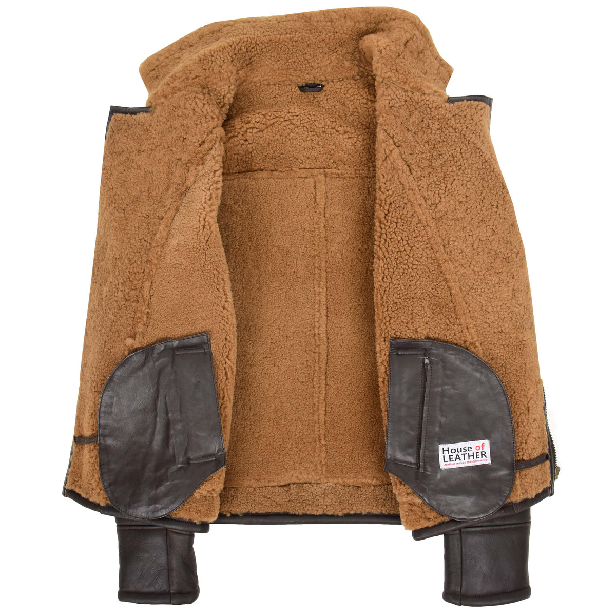 Mens Aviator Sheepskin Pilot Jacket Blen Brown Ginger