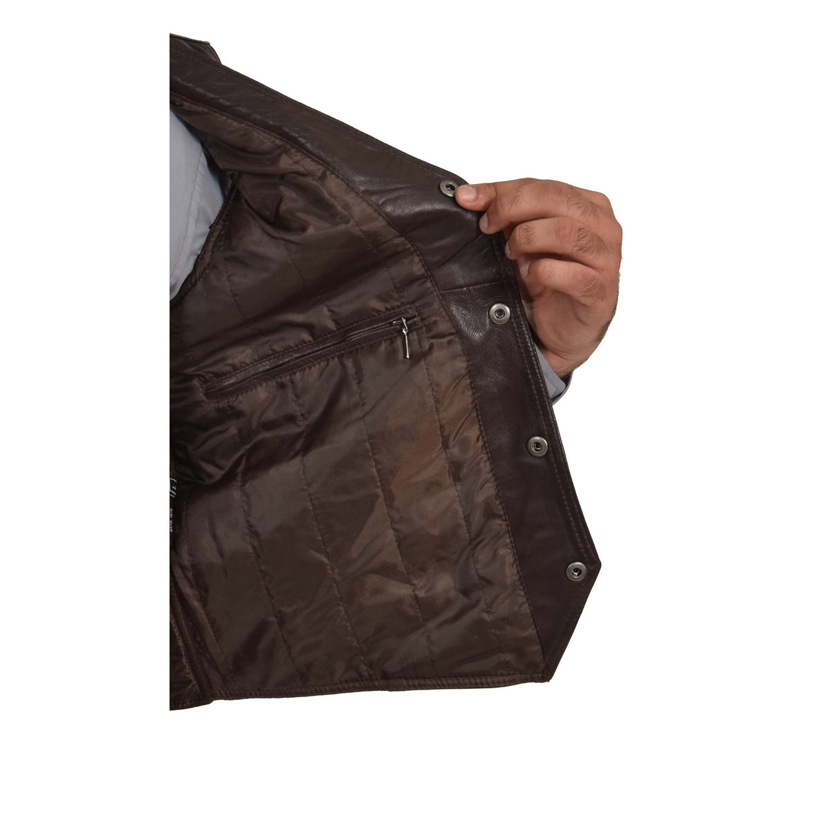 Mens Leather Traditional Waistcoat Petrelli Brown