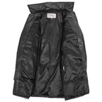 Womens 3/4 Length Leather Puffer Coat Lisa Black