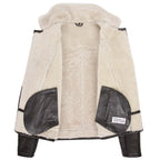 Mens Aviator Sheepskin Pilot Jacket Blen Brown White